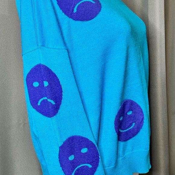 Dressed in LALA Blue Smiley Face Sweater - Picture 3 of 6